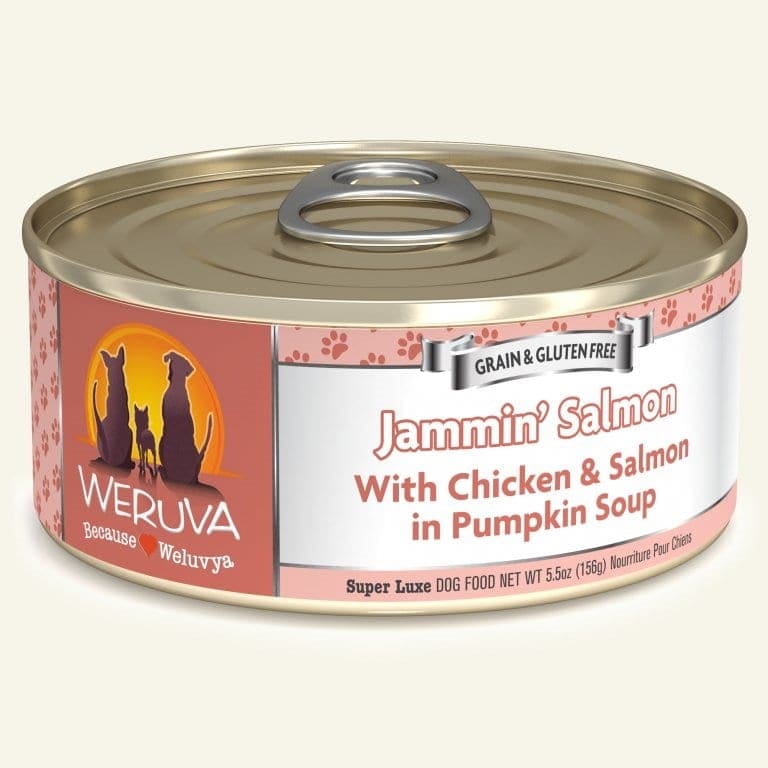Weruva Dog Jammin? Salmon with Chicken & Salmon in Pumpkin Soup 5.5oz. Case Of 24 - Pet Supplies - Weruva