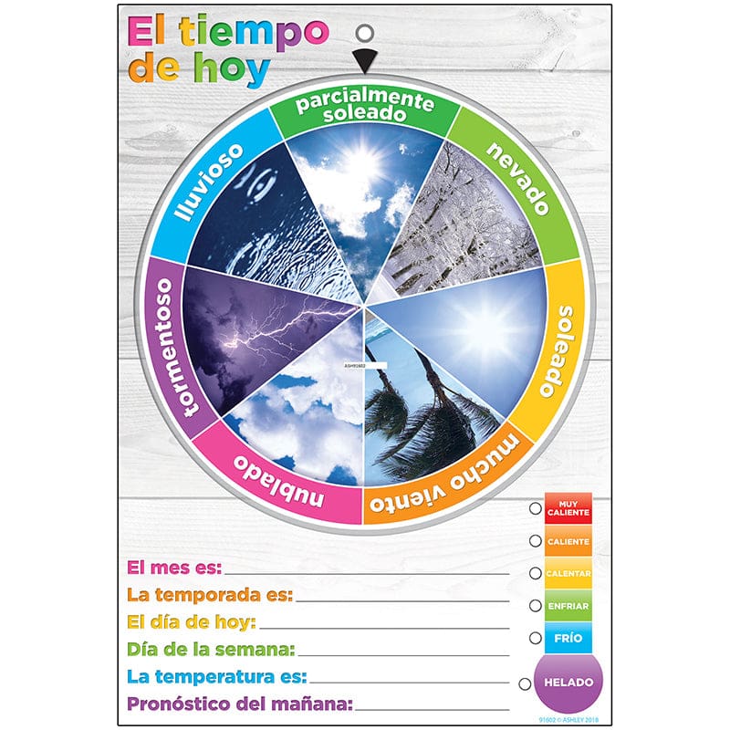 Wheel Poly Chart Weather Spanish Dry-Erase Surface (Pack of 10) - Charts - Ashley Productions