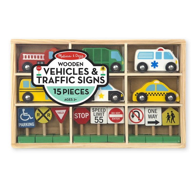 Wooden Vehicles And Traffic Signs - Vehicles - Melissa & Doug