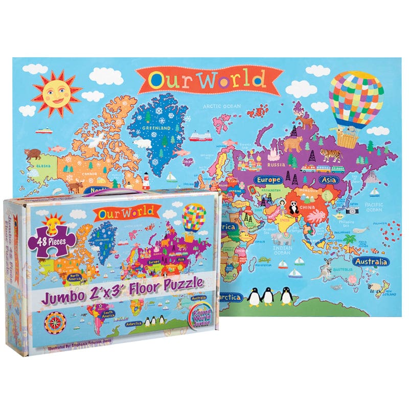World Floor Puzzle For Kids (Pack of 2) - Floor Puzzles - Round World Products