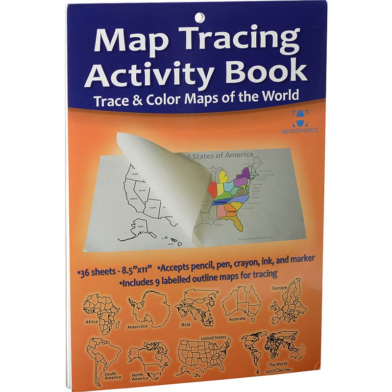 World/Usa Tracing Activity Board (Pack of 6) - Maps & Map Skills - Round World Products