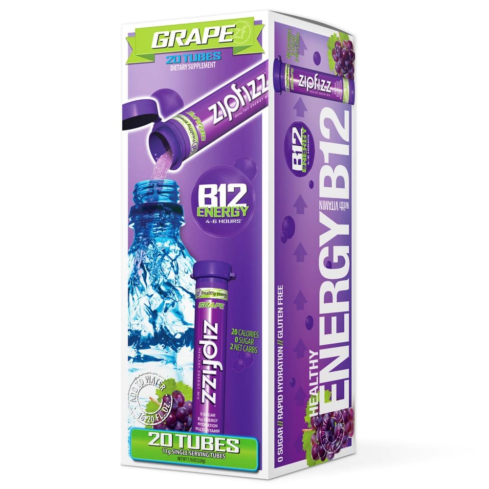 Zipfizz Energy Drink Mix Grape (20 ct.) - Diet Nutrition & Protein - Zipfizz Energy