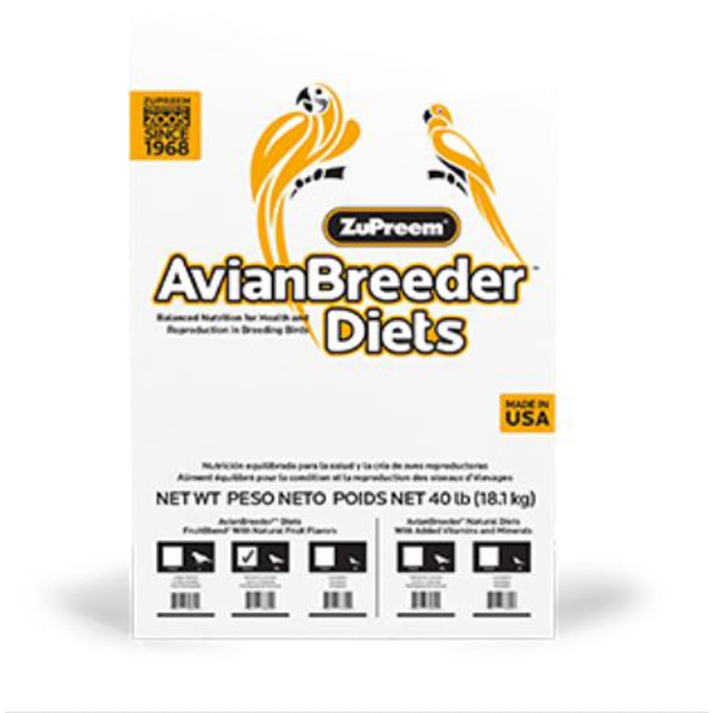 ZuPreem AvianBreeder FruitBlend Flavor Pelleted Bird Food for Parrots and Conures 40 lb - Pet Supplies - ZuPreem