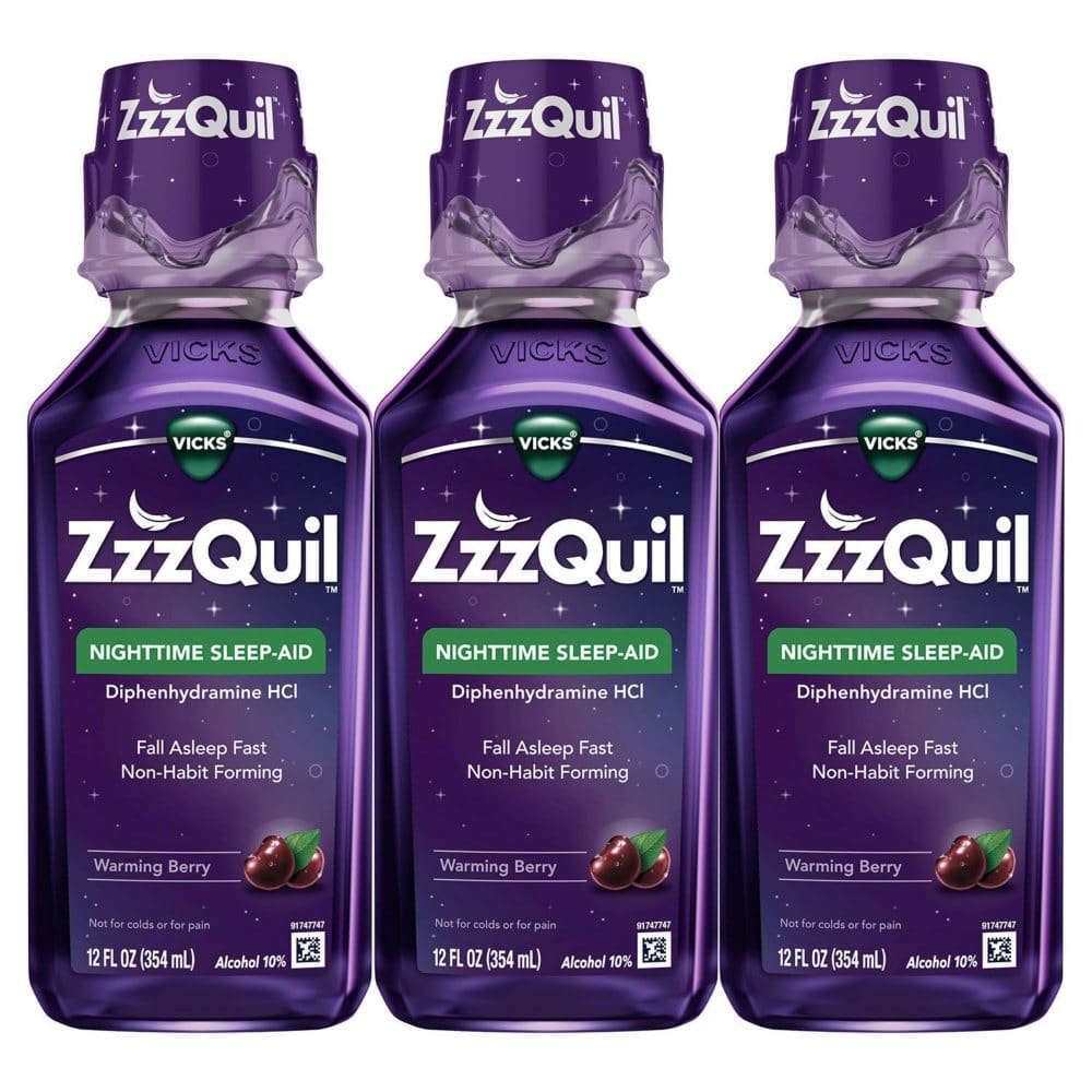 ZzzQuil Nighttime Sleep-Aid Berry Flavor (12 fl. oz. 3 pk.) - HSA & FSA - Medicine Cabinet - ZzzQuil