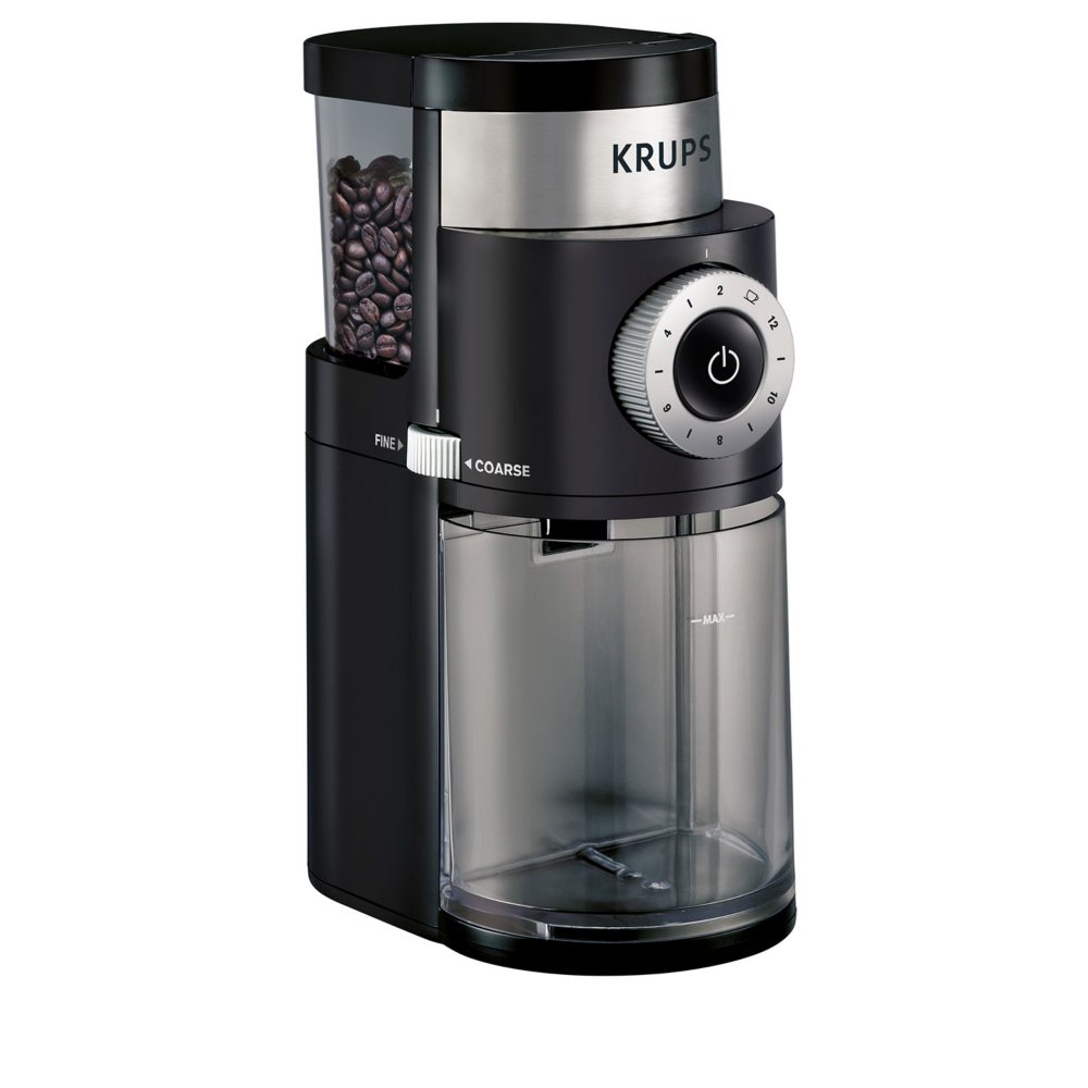Krups Precise Stainless Steel 8-oz. Flat Burr Coffee Grinder, 12 Settings