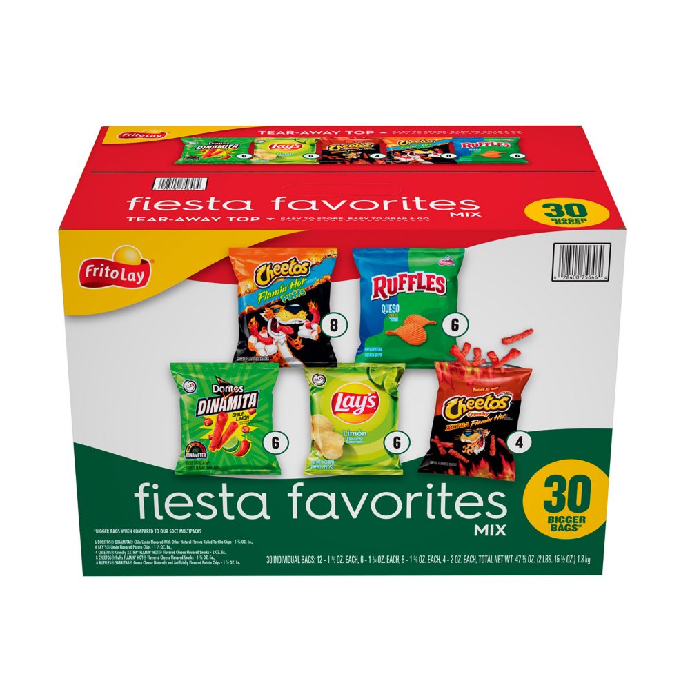 Frito-Lay Fiesta Favorites Mix, Variety Pack Chips & Snacks, 30 pk.