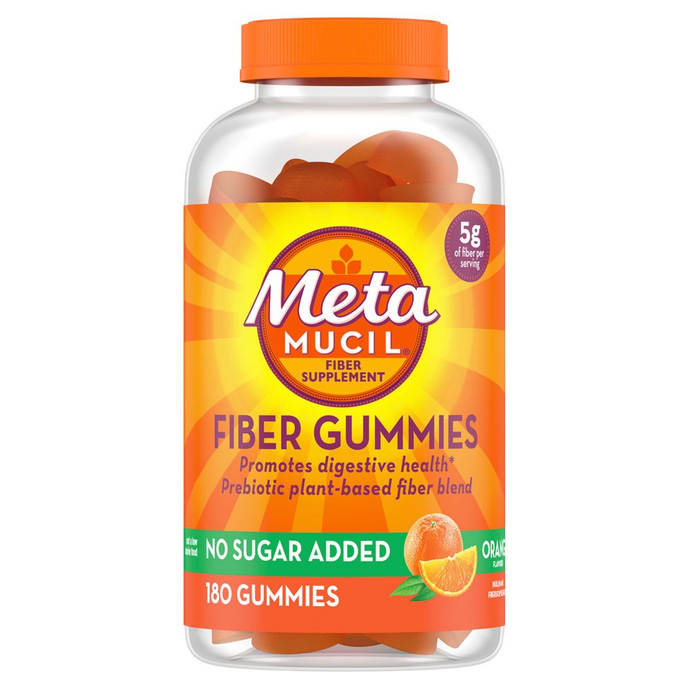 Metamucil Fiber Gummies, No Sugar Added, Orange Flavor, 180 ct.