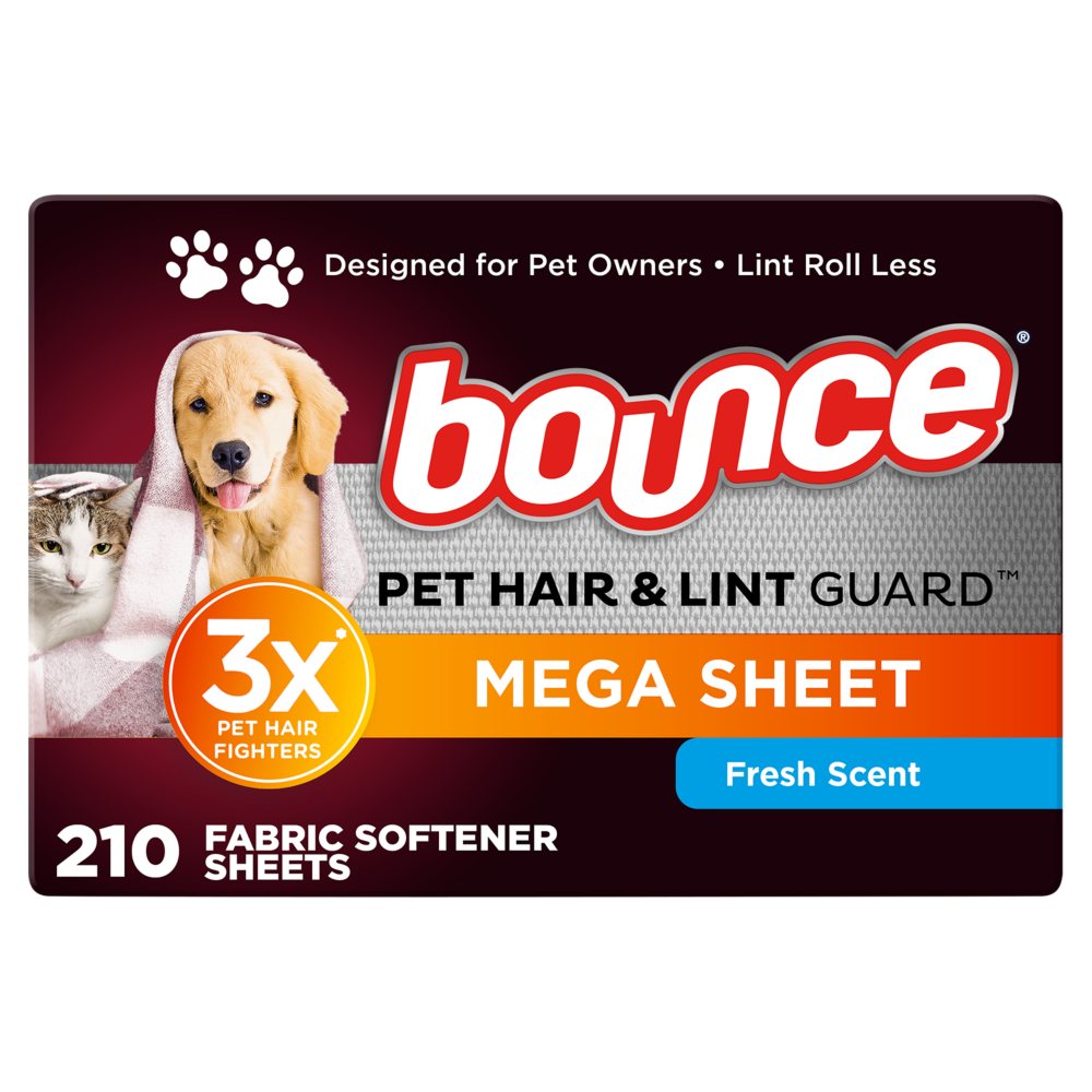 Bounce Pet Hair & Lint Guard Mega Dryer Sheets, Fresh Scent, 210 ct.