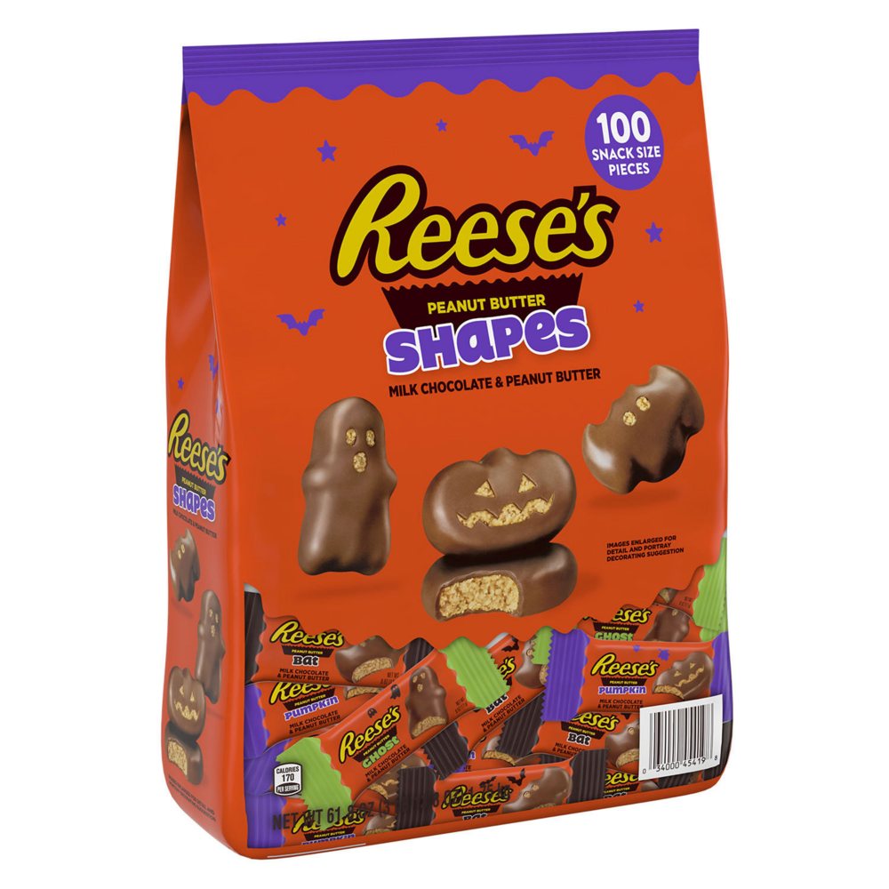 REESE'S Halloween Milk Chocolate Peanut Butter Shapes Candy, Snack Size, 100 pcs.
