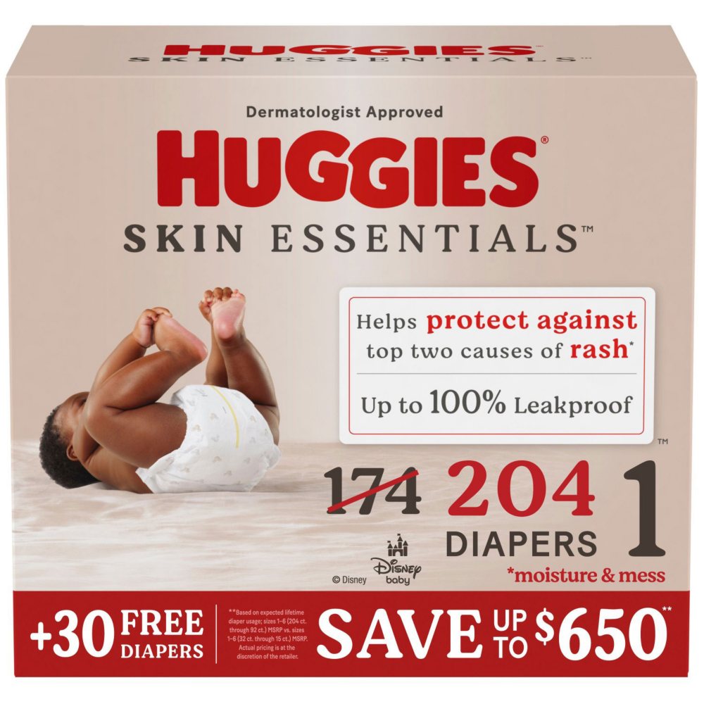 Huggies Skin Essentials Baby Diapers, Sizes 1-6
