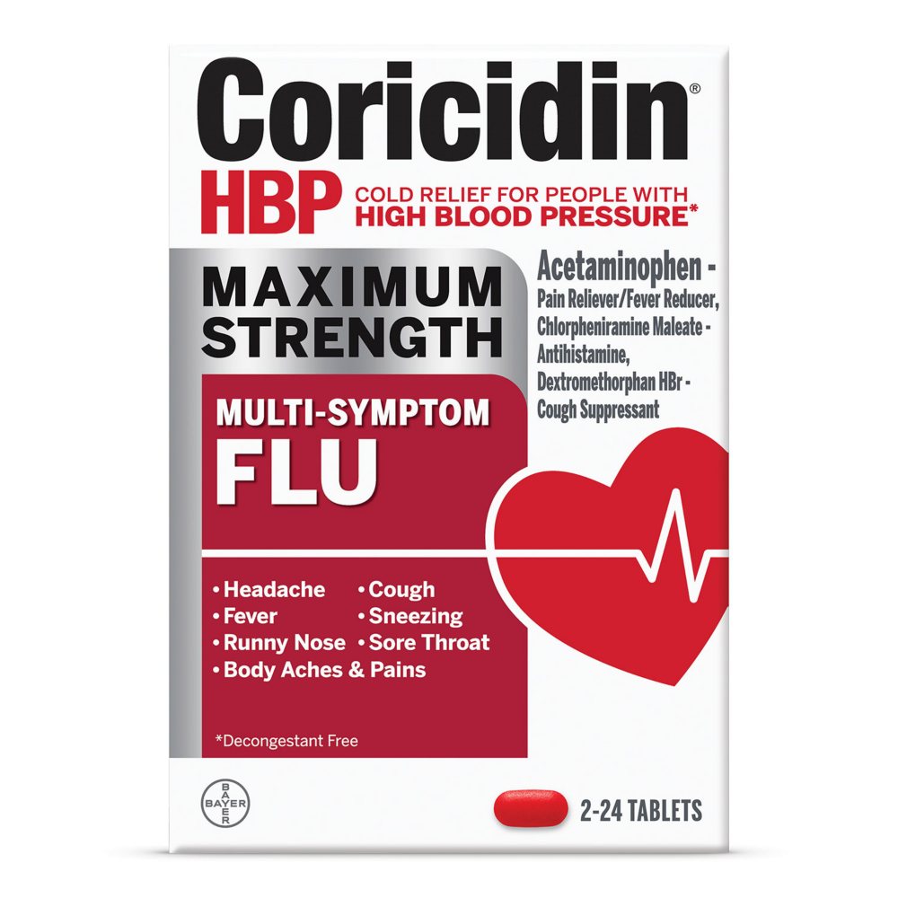 Coricidin HBP Max Strength Cold & Flu Tablets, 48 ct.