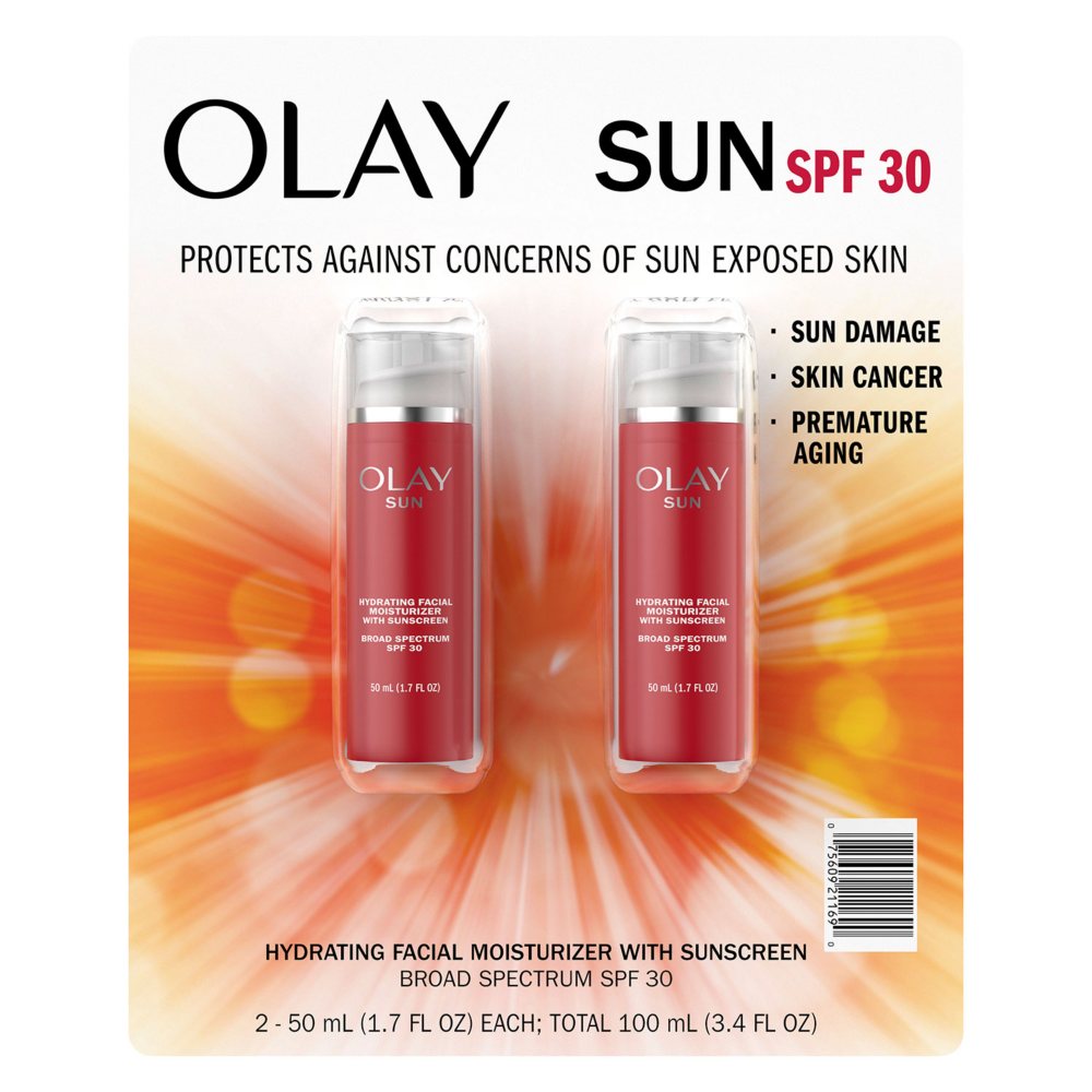 Olay Sun Hydrating 3-in-1 Facial Moisturizer with SPF 30, 1.7 fl. oz., 2 pk.