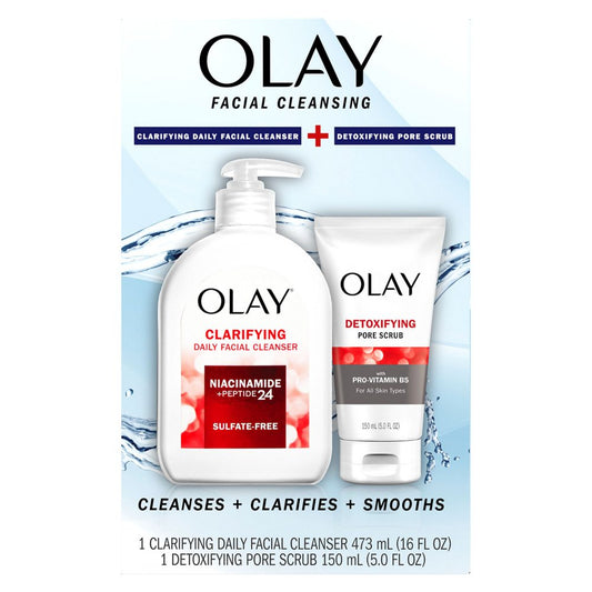 Olay Facial Cleanser and Detoxifying Pore Scrub Duo Pack