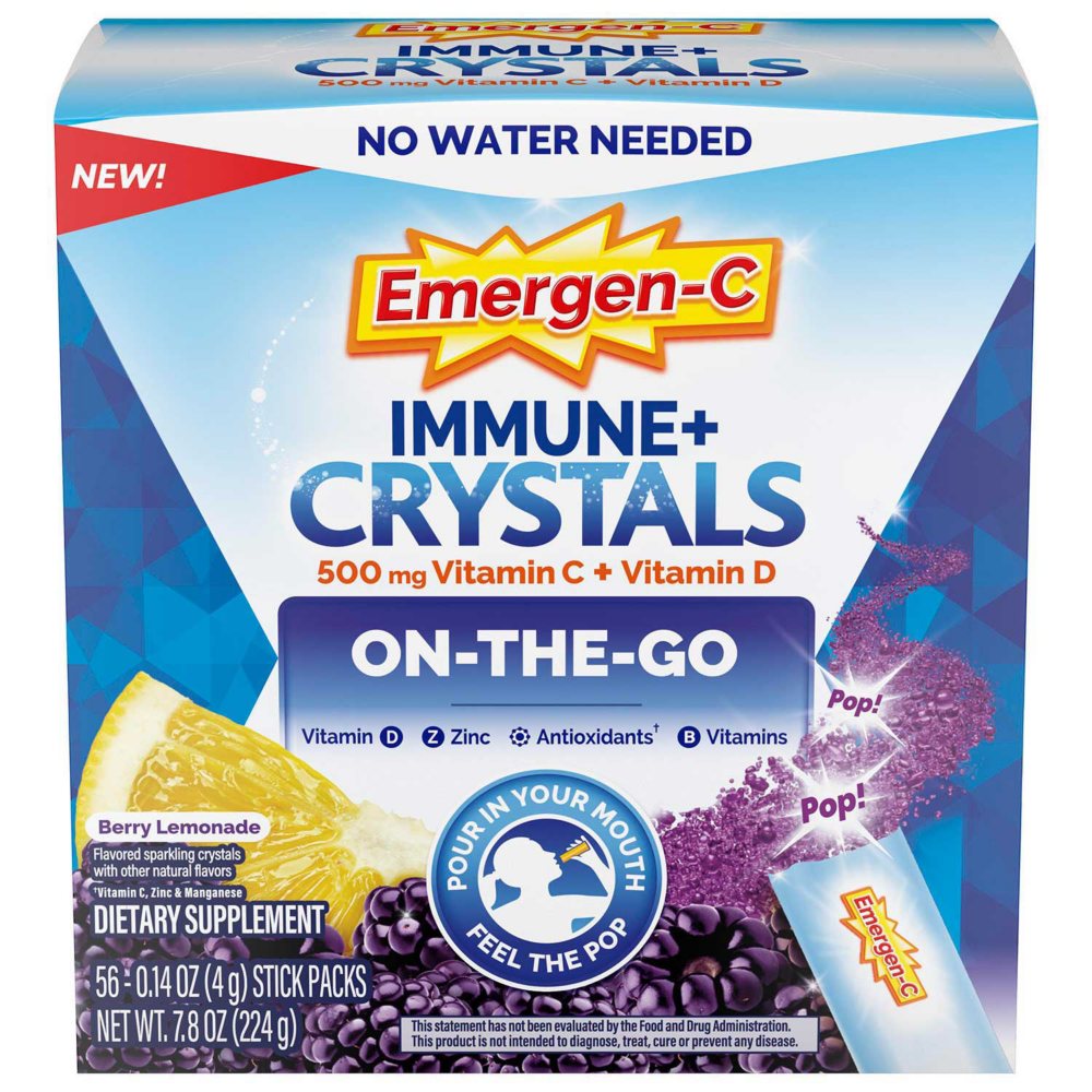 Emergen-C Immune + Crystals, Blackberry Lemon, 56 ct.