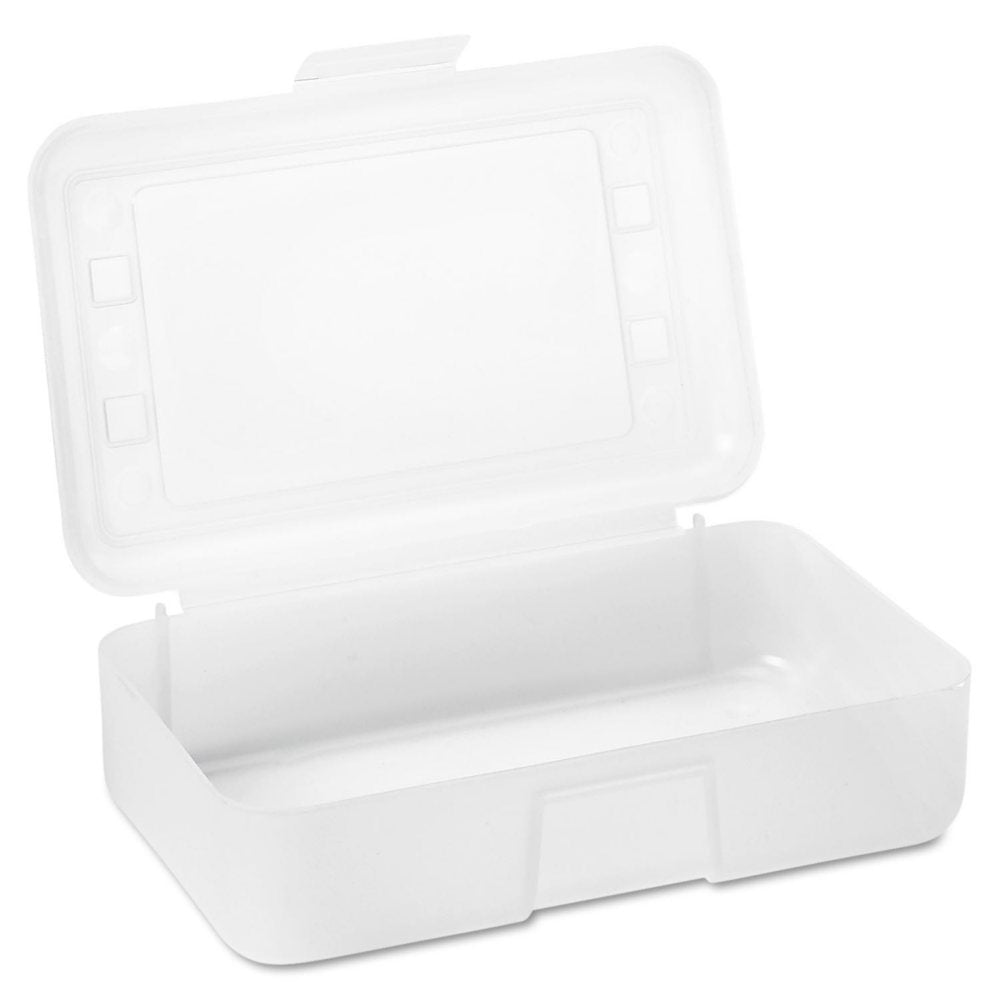 Advantus - Gem Polypropylene Pencil Box with Lid, Clear -  8 1/2 x 5 1/2 x 2 1/2