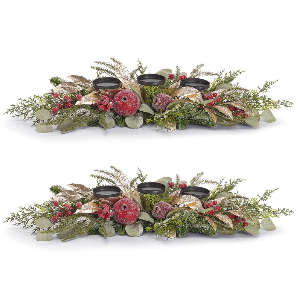 burton+BURTON Frosted Pomegranate Centerpiece Candleholder, Set of 2