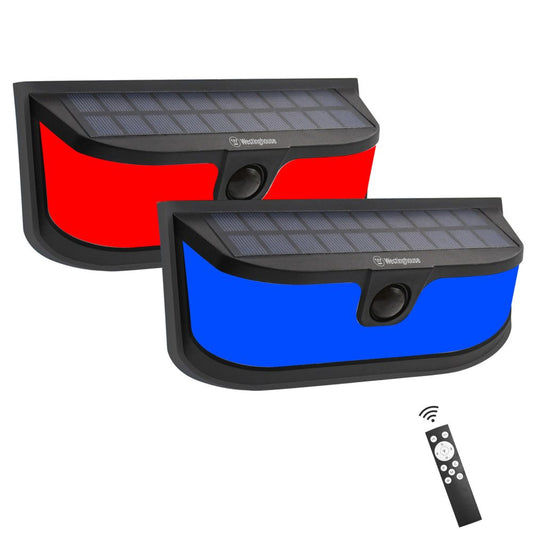 Westinghouse 1200 Lumen Solar LED Motion Activated Color Changing Wall Lights with Remote, 2 Pack