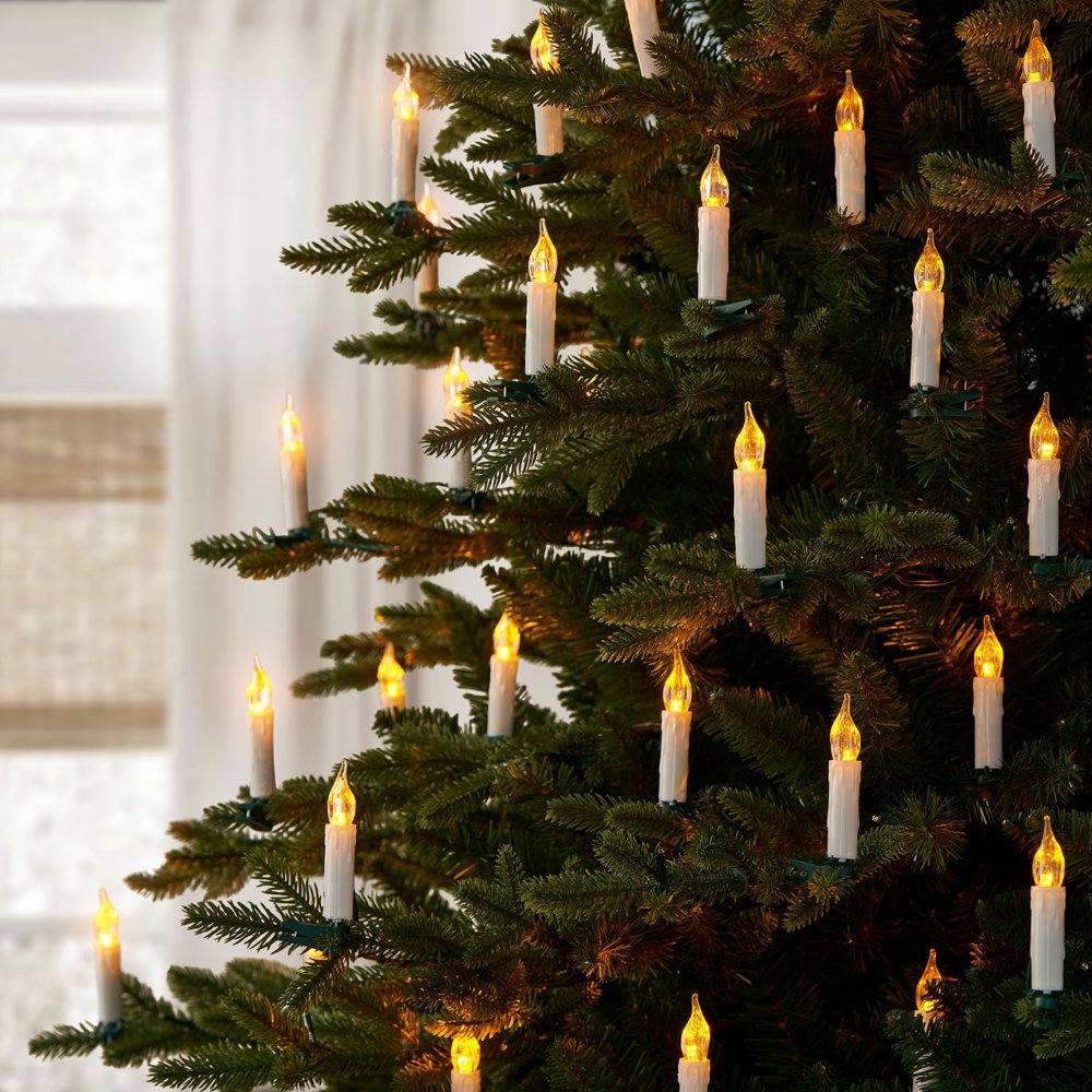 Member's Mark 50ct Flickering LED Candlestick Lights, 40.8' Lighted Length