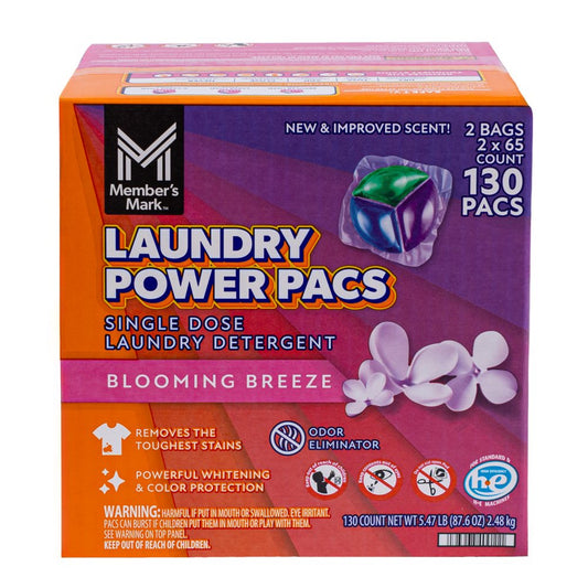Member's Mark Laundry Power Pacs, Blooming Breeze, 130 ct.