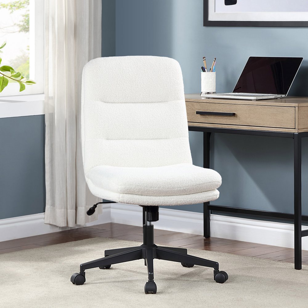 Serta Armless Task Chair, Cream Boucle Fabric