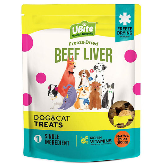 UBite Raw Bits Freeze-Dried Beef Liver Dog + Cat Treats (17 oz.)