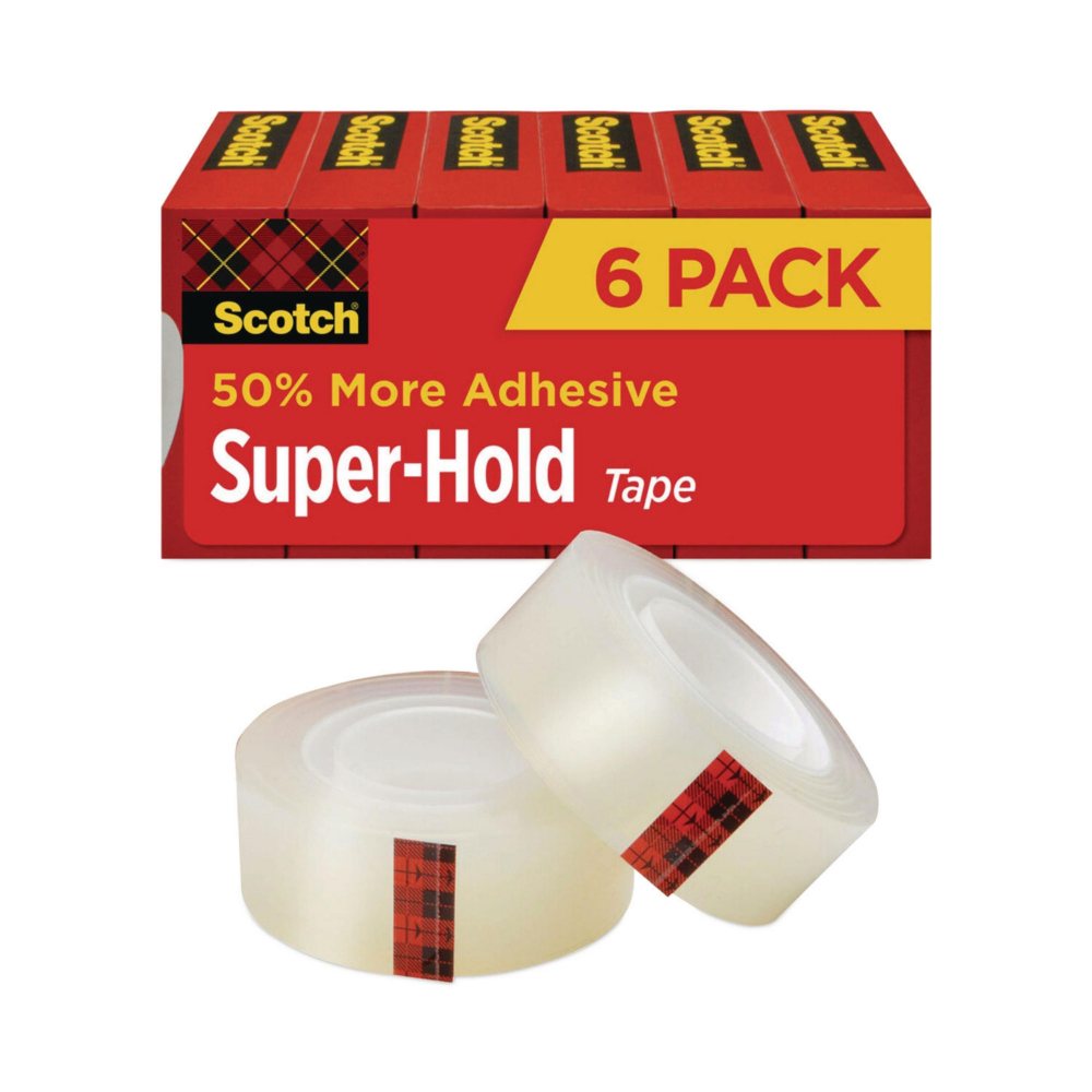 Super-Hold Tape Refill, 1" Core, 0.75" x 27.77 yds, Transparent, 6 Pack