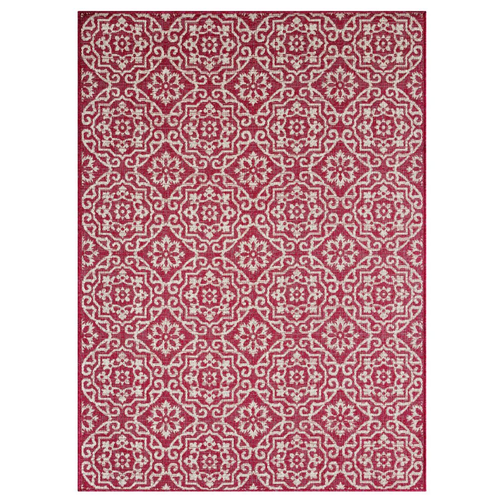 Nicole Miller New York Patio Country Danica Transitional Geometric Indoor/Outdoor Area Rug - Pink/Ivory