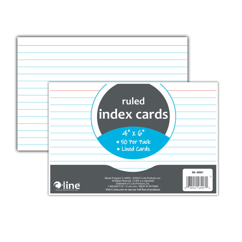 4 X 6 Index Cards White Ruled 50Ct (Pack of 12)