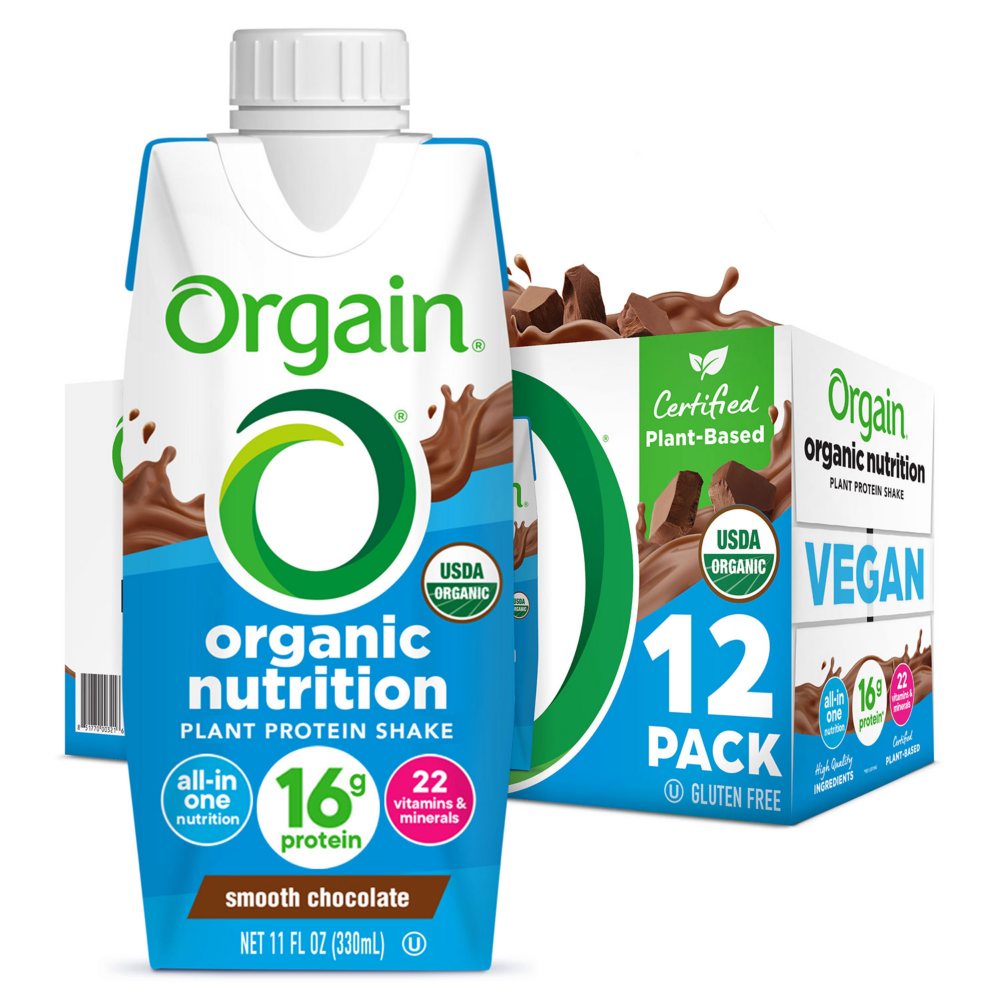 Orgain Organic Nutrition Vegan All-in-One Protein Plant Based RTD Shake, Smooth Chocolate 12 ct.