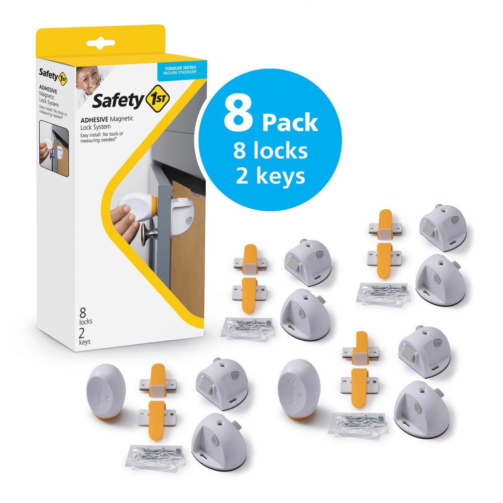 Safety 1st Adhesive Magnetic Lock System, 8 Locks And 2 Keys, White