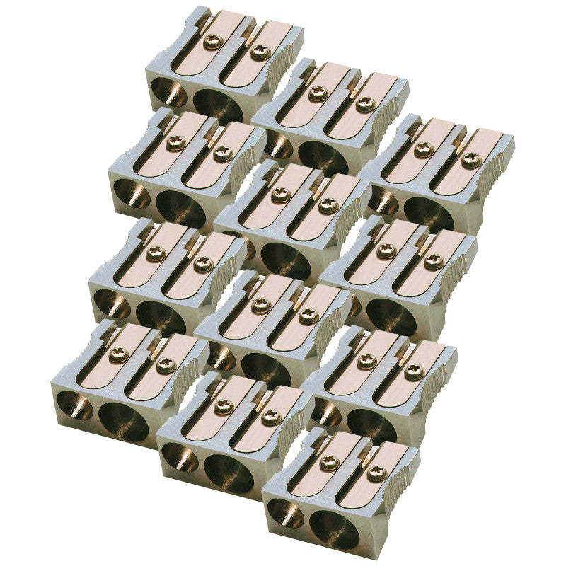 12Pk Metal 2-Hole Pencil Sharpener (Pack of 2)