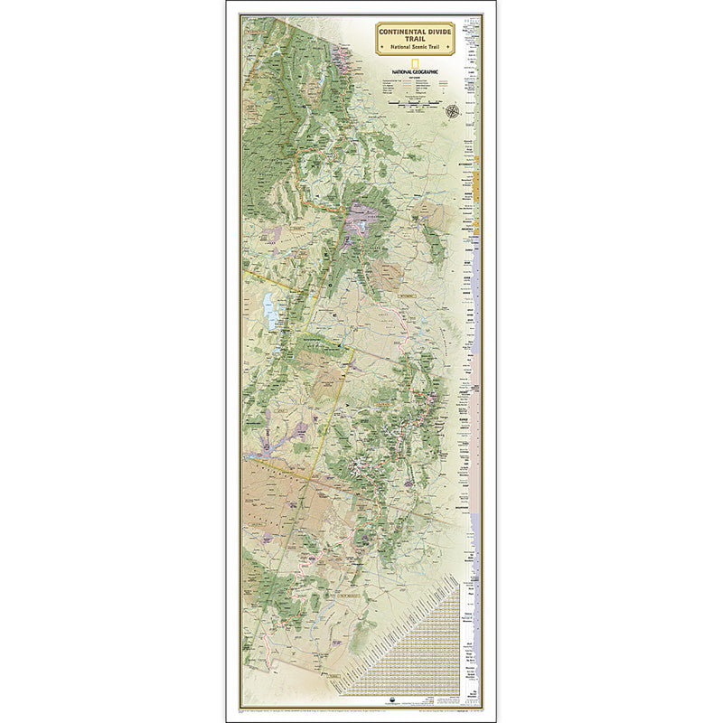 Continental Divide Trail Map Laminated