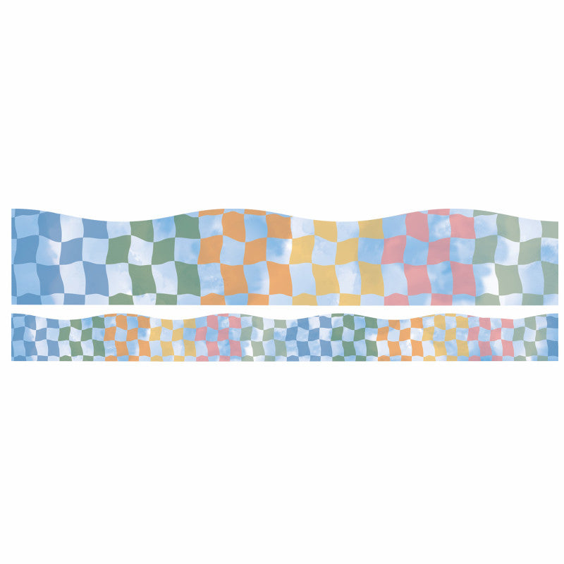 Rainbow Checkered Sky Deco Trim Extra Wide (Pack of 10)
