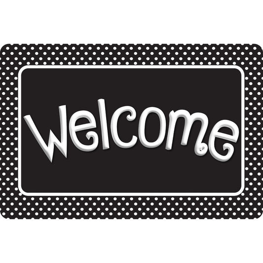 Welcome Mat Black & White Polka Dot 15.5 X 23.5In (Pack of 3)