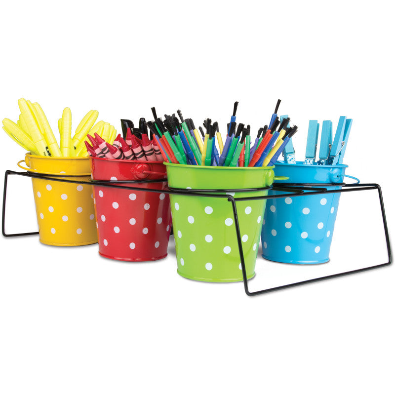 6 Polka Dot Buckets & Caddy Set