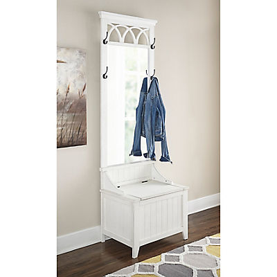 Powell Elliana 48" Hall Tree and Storage Bench - White