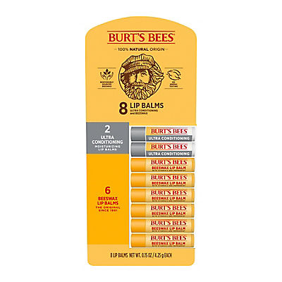 Burt's Bees Beeswax and Ultra Conditioning Lip Balm Pack, Natural Origin Lip Care, 8 pk./0.15 oz.