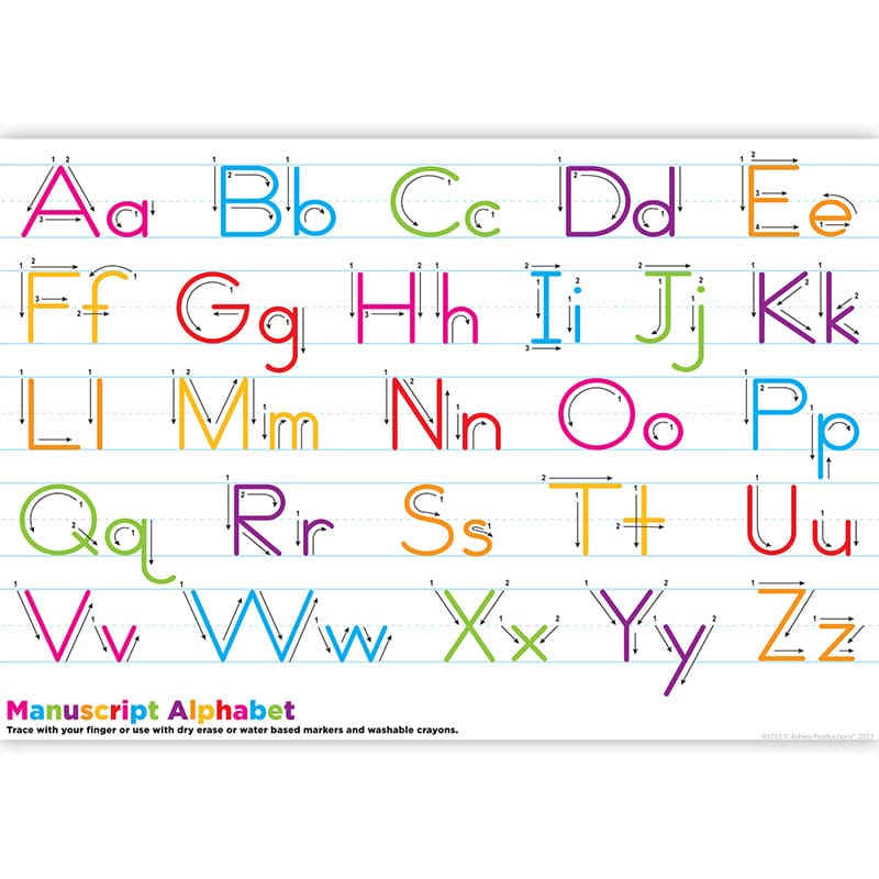 10Ct Manuscript Writing Placemat 13X19 Single Sided Smart Poly - Mats - Ashley Productions