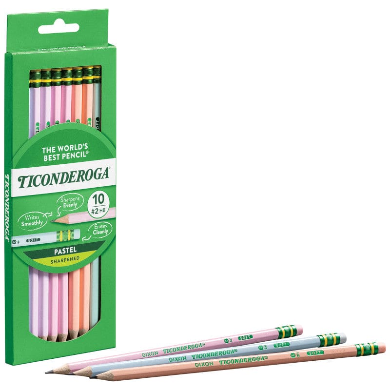 10Ct No2 Pastel Pencils Ticonderoga 5 Assorted Colors (Pack of 10) - Pencils & Accessories - Ticonderoga