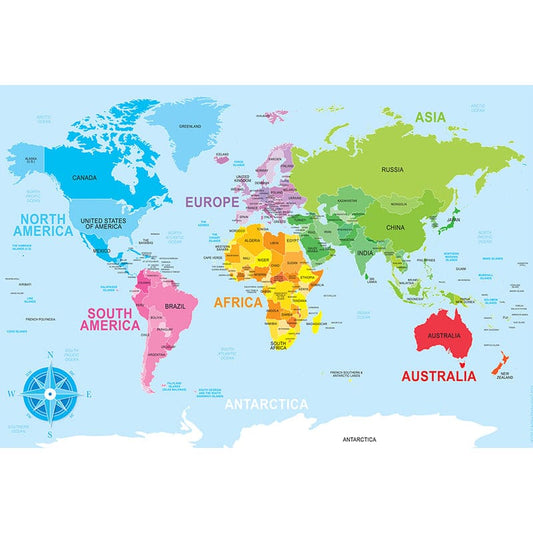 10Ct World Map Learning Placemat 13X19 Single Sided Smart Poly - Maps & Map Skills - Ashley Productions