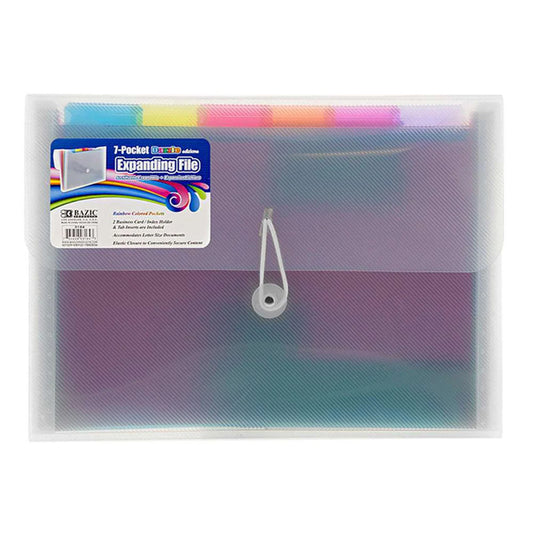 7-Pocket Letter Poly Expanding File Rainbow (Pack of 10)