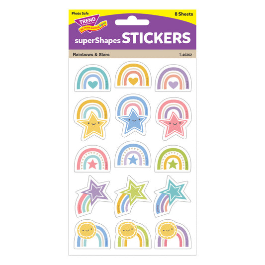 Rainbows & Stars Large Stickers Supershapes (Pack of 12)