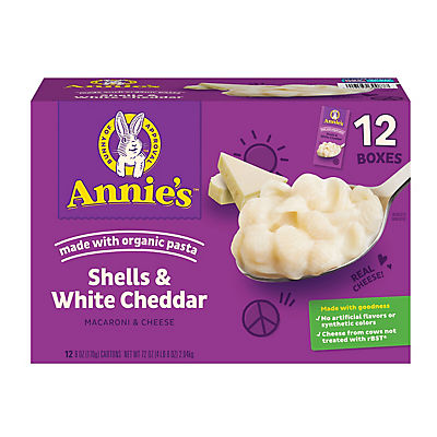 Annie's Shells & White Cheddar Sauce, 12 pk./6 oz.