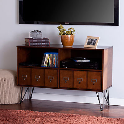 SEI Bankship 42" Media Console - Whiskey Maple/Dark Gunmetal Gray