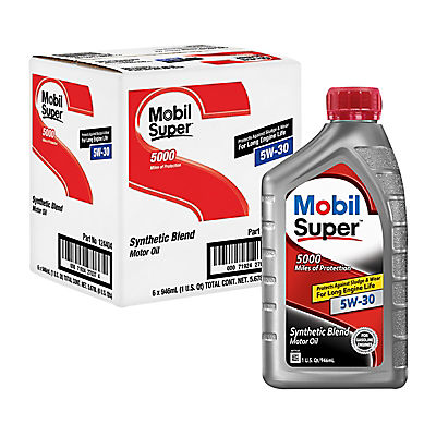 Mobil Super Synthetic Blend Motor Oil 5W-30, 6 pk./1 qt.