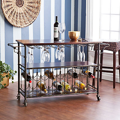 SEI Jadon Bar Cart - Espresso/Black and Brushed Gold