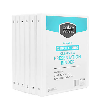 Berkley Jensen 1/2" Binder, 6 pk. - White