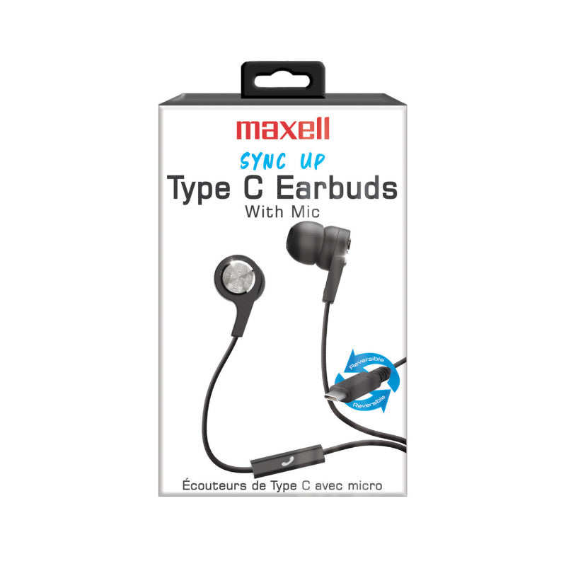 Maxell Sync Up Type-C Wired Earbuds with Mic Black (Pack of 6)