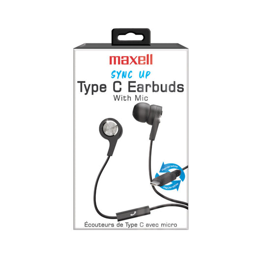 Maxell Sync Up Type-C Wired Earbuds with Mic Black (Pack of 6)
