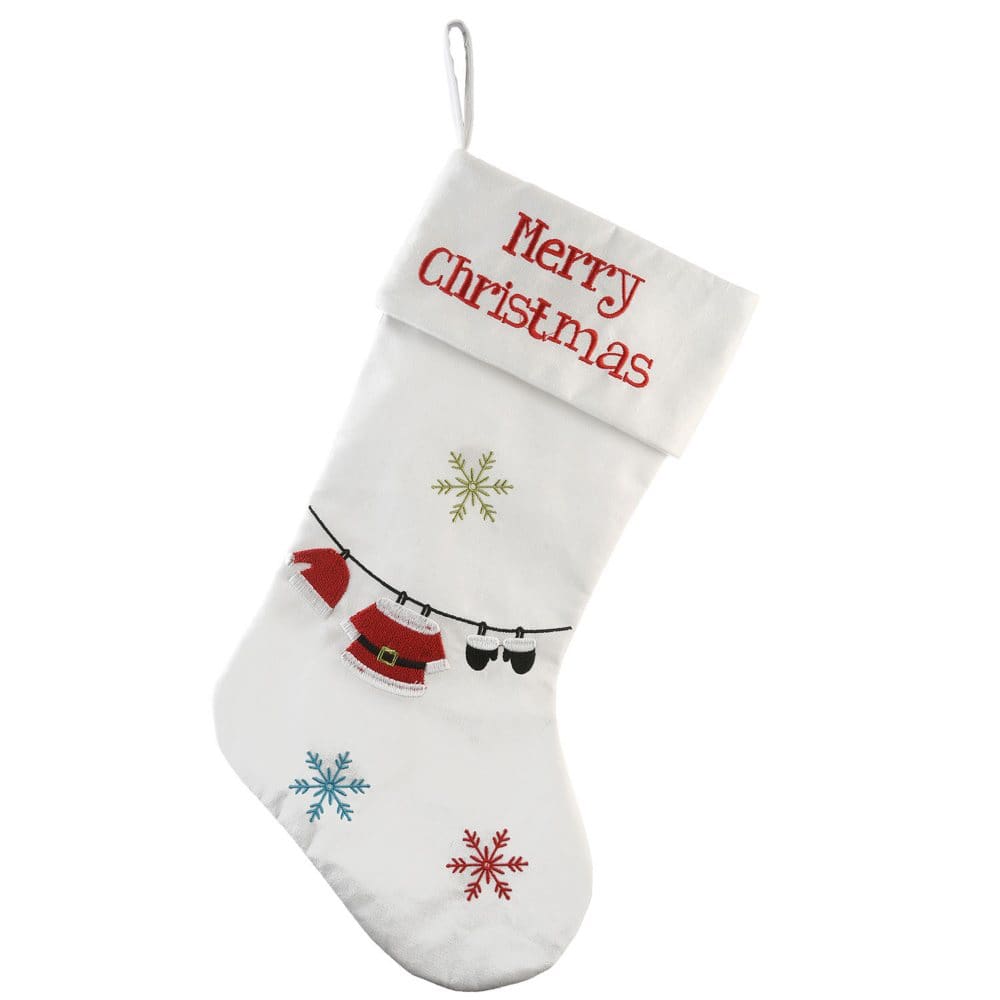 18 Merry Christmas White Stocking with Snowflakes - Cozy Christmas - 18